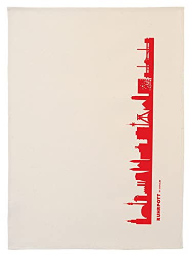 44spaces Ruhrpott Skyline Küchentücher Stadt Design rot, 50x70 cm reine Baumwolle (Bio), Geschirrtücher für Dortmund Essen Ruhrgebiet Fans, Geschenkidee Geburtstag Grill-Saison Garten-Fest Mitbringsel