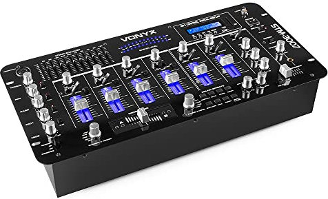 Vonyx STM-3007 6-Channel Bluetooth DJ Mixer - USB MP3 SD Rack Mixer with 10-Band EQ, Illuminated Faders, 8 FX, Crossfader & Dual Zone Output for Mobile DJs & Studio
