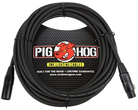 Pig Hog PHDMX25 3-Pin DMX Lighting Cable, 25 Feet,Black