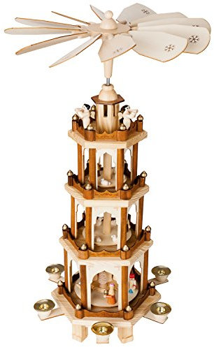 BRUBAKER Wooden Christmas Pyramid - 4 Levels - 24 Inches (60 cm) - Hand-painted Figures