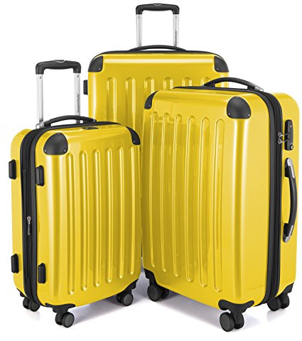 Hauptstadtkoffer ALEX - 3er Kofferset - Handgepäckskoffer 55 cm, mittelgroßer Koffer 65 cm + großer Reisekoffer 75 cm, Hartschale ABS/PC, TSA, Gelb