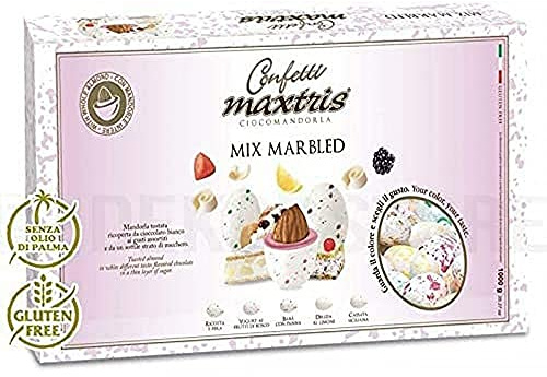 Confetti Maxtris MAXTRIS | Dragées Italienne aux Amandes | ASSORTIMENT MARBLED 5 SAVEURS | 1 Kg.