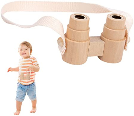Niktule binoculares para niños, Prismáticos Madera Ajustables con Correa, Herramienta educativa Aprendizaje para la observación Aves Niños Niñas Niños Senderismo