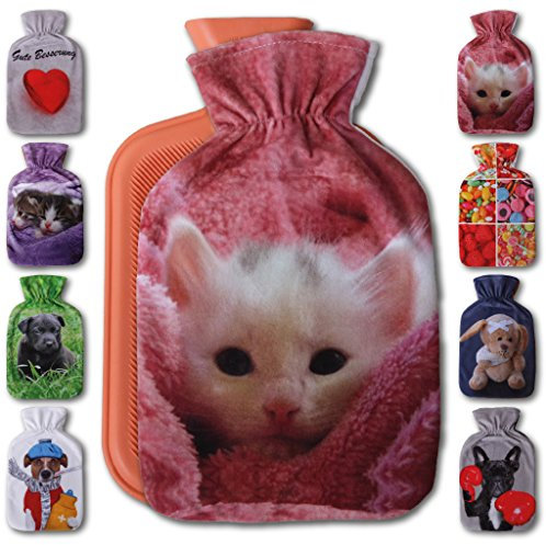 Wärmflaschenbezug 1L, mit und ohne Wärmflasche 1 Liter, Auswahl: Babykatze, ohne Wärmflasche