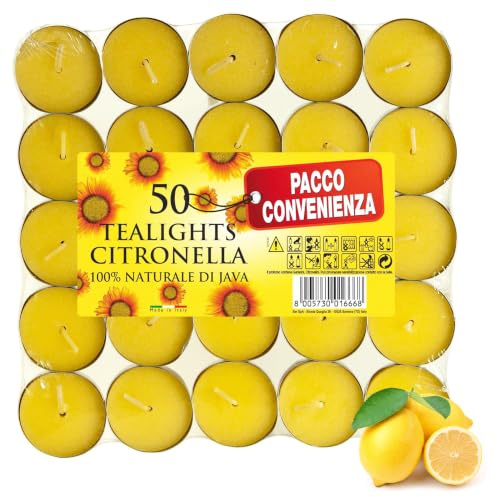 Price's Candles Citronella Scented Tealights | Protects from Unwanted Flies & Insects | Pack of 50
