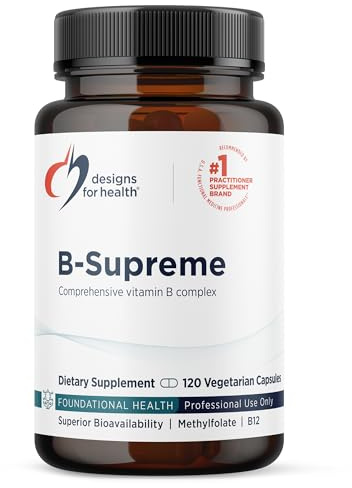 Designs for Health Methylated Vitamin B Complex - Vitamin B Supplements with B12 Vitamins, B1, B3, Niacin, B6, Folate & Biotin - Methylated Multivitamin for Metabolic + Heart Health (120 Capsules)