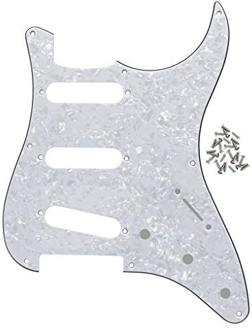 FLEOR 8 battipenna SSS ST Pickguard chitarra elettrica piastra antigraffio con vite per parti di chitarra stile vintage ST, 4 STi bianco perla