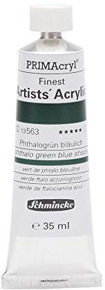 Schmincke - PRIMAcryl® Professional feinste brillante Acrylfarbe, Phthalogrün bläulich, 35 ml Tube, 13 563 009, Premiumacrylfarbe, Acrylmalerei, Profi-Qualität