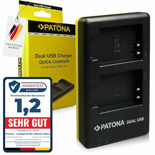 PATONA Dual Ladegerät für EN-EL12 Akkus Kompatibel mit Nikon CoolPix Cool Pix A1000 A900 AW130 AW100 P340 P310 S6300 S8000 S8100 S8200 S9100 S9500 S9700 S9900 S1000pj S1200pj ENEL12 EN EL12
