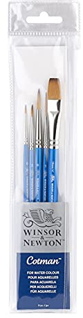 Winsor & Newton Cotman Brush Set, 5-Piece, Round, Rigger & One Stroke