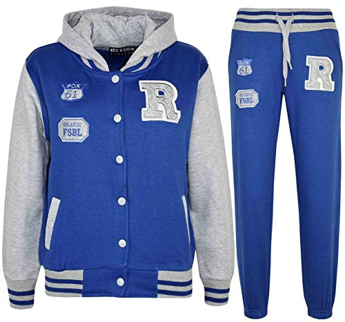 A2Z 4 Kids Bambini Ragazze Ragazzi Baseball Tuta - T.S Baseball FOX Royal & Grey 9-10