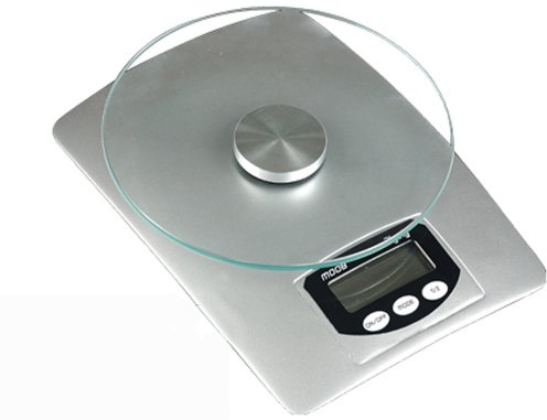 Q-Connect 936157 Pèse-lettres Électronique 5kg Base 14x20cm Diamètre 15cm Plateforme Cristal Tempéré Écran LCD Assorties