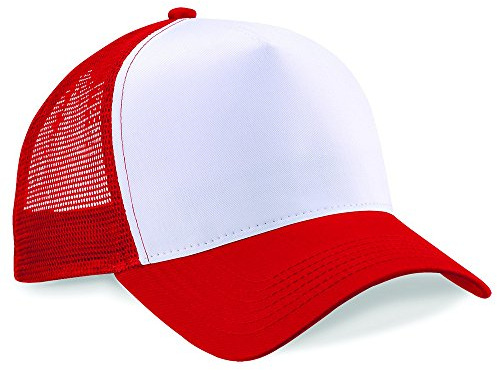 Beechfield Snapback Trucker Cap (One Size) Red & White One size.