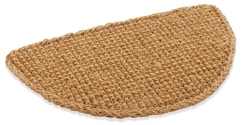 Kempf Half Round Dragon Weave Coco Coir Doormat, 18 x 30, Hand-Twisted Interwoven Fibers, Breathable Woven Backed Scraper Mat for Indoor Outdoor Entryways