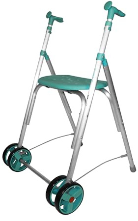 Forta Kamaleon - Andador Ligero y Plegable para Personas Mayores - Con Asiento, Altura Regulable y Ruedas Dobles Delanteras Fijas - Para Uso en Interiores - Capacidad de Carga hasta 150 kg (Esmeralda)