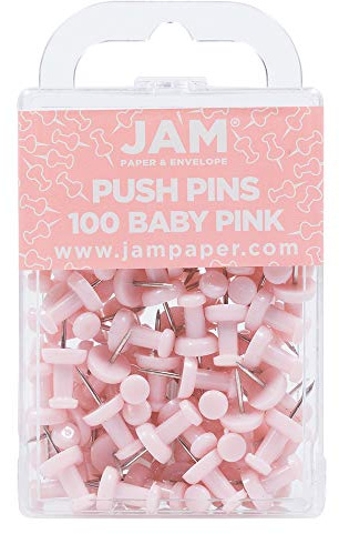 JAM PAPER Colorful Push Pins - Baby Pink Pastel Pushpins - 100/Pack