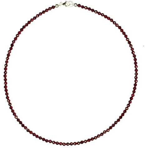 schoener-mineralienschmuck Edelsteinschmuck Granat Schmuck (Halskette) Granat Kette Granat Kugeln facettiert Größe ca. 3 mm Verschluss 925er Sterling-Silber Modellnummer 358