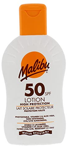 Malibu Sun SPF 50 Lotion, High Protection Sun Cream, Water Resistant, Vitamin E and Aloe Vera Enriched, 200ml
