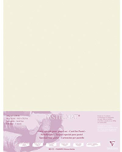 Clairefontaine 96166C Paquet 5 Feuilles Pastelmat 50x70cm 360g sable