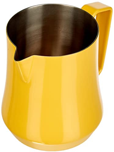 Motta 4250 Tulip - Jarra para leche (acero inoxidable revestido de amarillo, 500 ml, 12,5 x 7 x 10,5 cm)