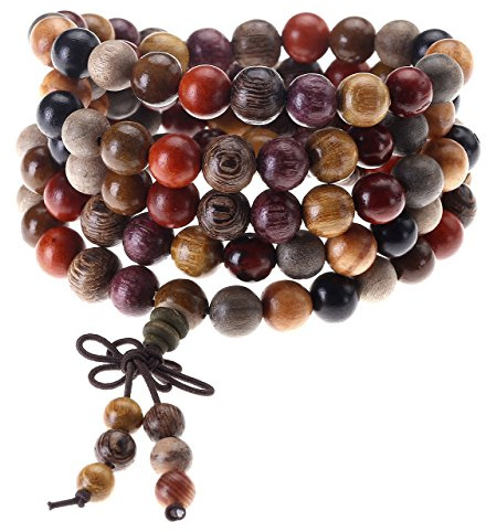 Jovivi 8mm Tibetan Buddhist Natural 108 Stupa Ebony Wood Beads Prayer Meditation Mala Wrap Bracelet Wooden Bead Necklace for Men Women