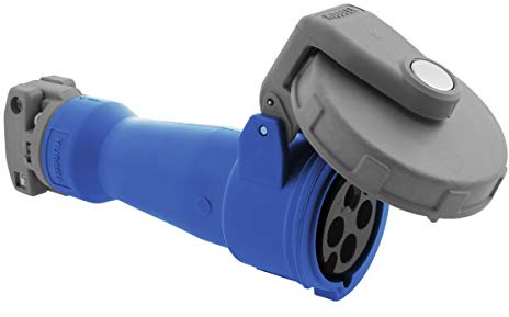 KELLEMS HBL460C9W Terminal Screws, Heavy Duty Products, 3-Pole 4-Wire GROUNDING, IEC PIN and Sleeve Devices, Watertight, Female Connector Body, Industrial Grade, 60A 3-Phase Delta 250V AC, Blue