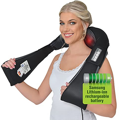Donnerberg Cordless Neck Shoulder Back Massager with Heat - 7 Years Motor Warranty – 4D Deep Tissue, Shiatsu and Vibration Massage for Muscle Pain Relief - German Quality - Home, Car, Office Use