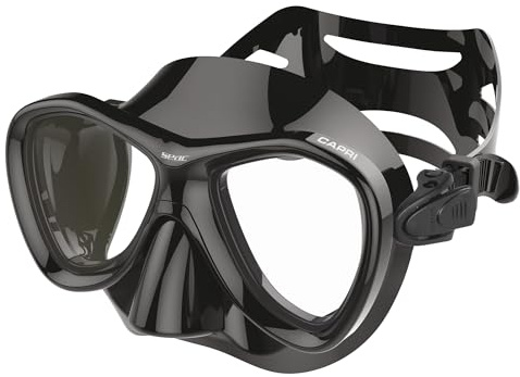 SEAC Capri, Maschera Subacquea per Uomo, Donna e Bambino, in Silicone, Ideale per Snorkeling, Nero, Regular