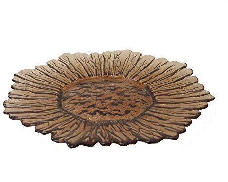 0 www.working-house.com (Menaje / Bajoplatos) BAJOPLATO BAJO Plato Bandeja PRESENTACION Cristal Girasol PEQUEÑO Marron