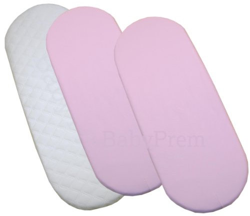 BabyPrem Baby Matratze 70 x 40 cm Stubenwagen Moseskörbe & 2 Spannbettlaken Baumwolle ROSA