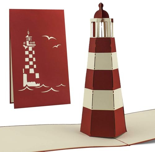 Karte als Gutschein oder Souvenir, ein Geschenk von der Nord- oder Ostsee, Pop-Up Karte, rot, B07