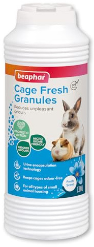 Beaphar - Cage Fresh Granules - For Animal Cages, Hutches & Litter Trays – Keeps Cages Fresher for Longer – Traps & Destroys Odours With Urine Encapsulation Probiotic Technology – Fresh Scent – 600g