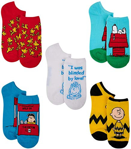 Peanuts Damen Snoopy No Show, 5er-Pack Lässige Socken, Verschiedenfarbig, 42-44.5 EU