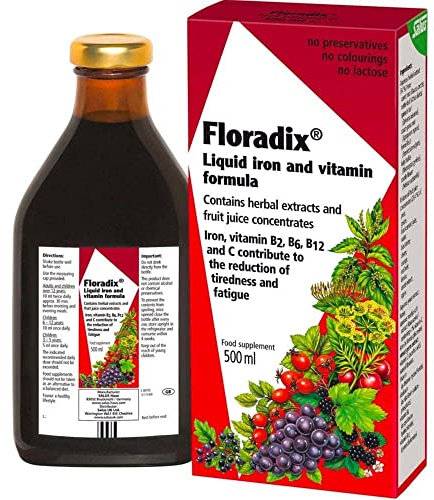 Floradix Liquid Iron & Vitamin Formula 500 ml, Packaging might vary