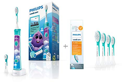 Philips Sonicare For Kids Elektrische Zahnbürste HX6322/04, mit Schalltechnologie, für Kinder, inkl. Aufsteckbürsten ab 7 Jahren