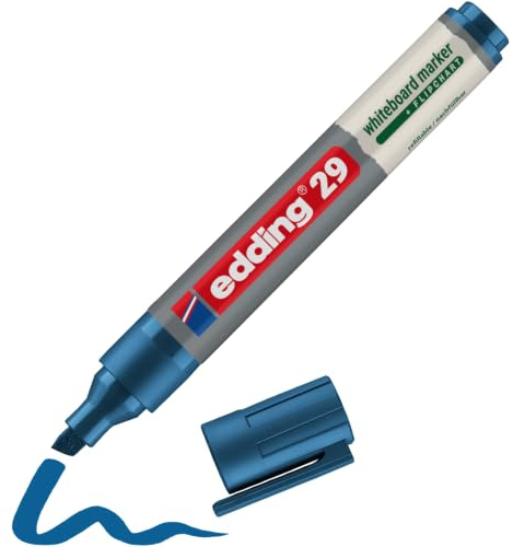 edding 29 EcoLine marcador para pizarras blancas - azul - 1 rotulador - punta biselada 1-5mm - rotulador para pizarra blanca, borrado en seco - pizarra blanca, flipchart, tablón de notas - recargable