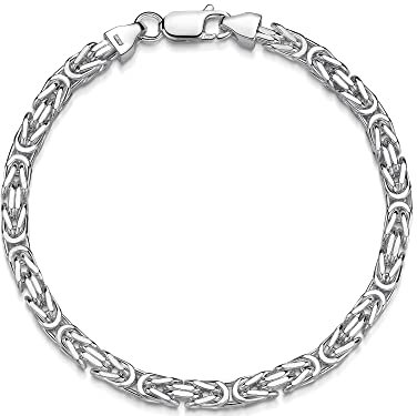 Silberketten Store Königsarmband 925 Silber Herren 4,5 mm Stärke I Männer Silberarmband mit Karabiner Verschluss I Armkette Herren vierkant hochglanz
