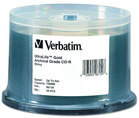 Verbatim CD-R 700MB 52X UltraLife Gold Archival Grade - Branded Surface & Hard Coat - 50pk Spindle