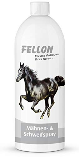 Fellon Schweifspray/Mähnenspray - sanfte Kämmhilfe für Pferde, gegen Verfilzung - pH-neutral, natürlich, nachhaltig, rückfettend - Pferdepflege mit der Kraft der Natur - 1 Liter Nachfüllflasche