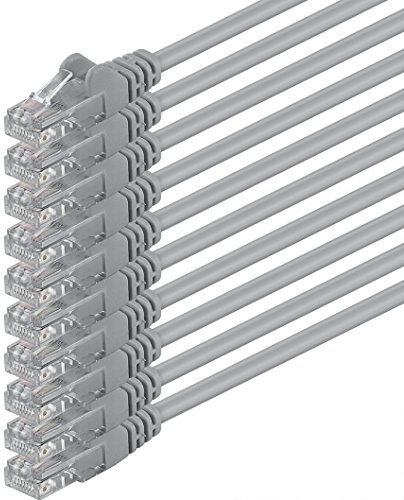 1aTTack.de 10x 3.0m Câble Réseau Cat6 Cat 6 - RJ45 Ethernet LAN DSL Routeur Modem - Gris