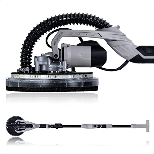 Werku WK400030, Lijadora Circular Paredes-Techos, Calidad Profesional, Potencia 750 W, Disco 225 mm, Sistema Luz LED Visión, Incluye Disco Lijado y Manguera Aspiración