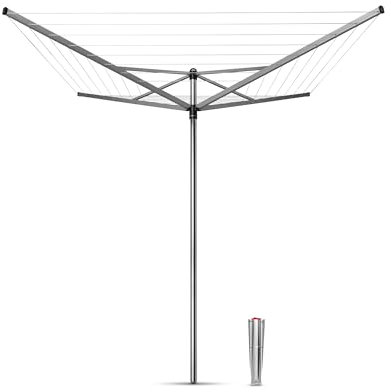 Brabantia - Topspinner Wäschespinne - Regenschirm'-System - UV-beständige Wäscheleine, 40 m - Reibungsloses Drehungen - Kein Durchhängen - Auch für Kleiderbügel - Metallic Grey - ø 271 cm