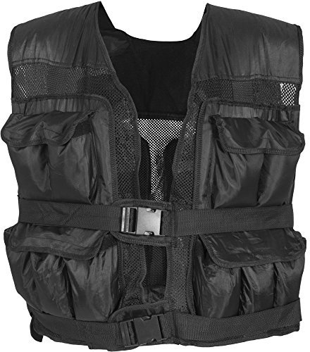 GORILLA SPORTS® Gewichtsweste - inkl. Tragetasche, Verstellbar, 10/20/30 kg Gewichte, 56 x 52 cm, mit Gewichten, Unisex, Schwarz - Trainingsweste, Weight Vest, Laufweste, Krafttraining