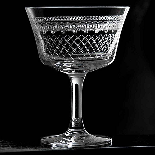 Urban Bar Champagne Glass Coupe Fizz 1910, Cocktail Saucer, Lead Free Crystal with Vintage Etching 20cl Model No UB800-2