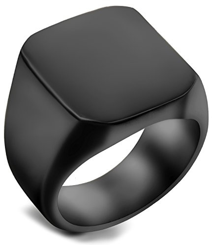 Flongo Herren Ring Männer Siegelring Bandring Daumenring Edelstahlring Schwarz Ton Hochzeit Verlobung Engagement Herren-Accessoires Größe 70