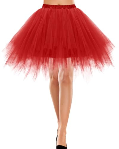 Bbonlinedress Mini tyllkjol för kvinnor 1950-tal, vintage, vuxen, balett, tutu, skater-kjol för cosplayfest