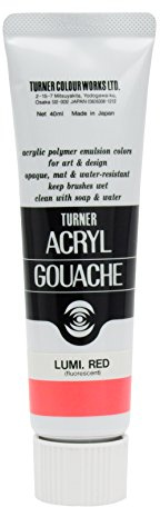 Turner Colour Works Acryl Gouache Artist Acrylic Paint - Single 40 ml Tube - Luminous Red