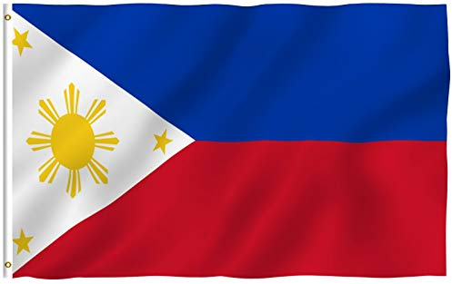 Anley Fly Breeze Bandera de Filipinas de 3x5 pies - Color vivo y resistente a la decoloración UV - Encabezado de lienzo y doble costura - Banderas nacionales filipinas filipinas Poliéster