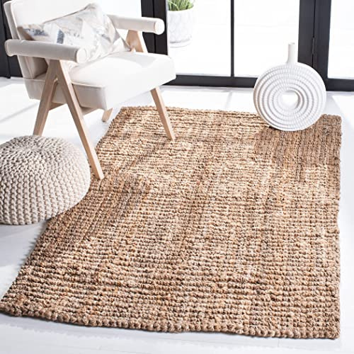SAFAVIEH Area Rug 3x5 - Natural Fiber Collection - Natural Brown, Handmade Jute, Farmhouse Style, Chunky Textured Thick Pile (NF447A)