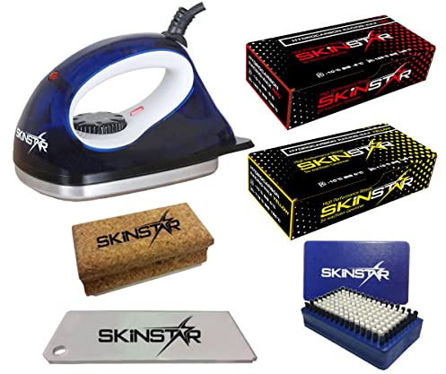SkinStar Starter Esquí Cera Set, Plancha Cepillo Cera de Hidrocarburo 6 Piezas